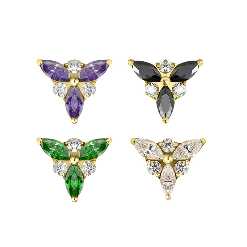 Accessoire interne pvd gold Titane 0.9mm motif triade strass blanc