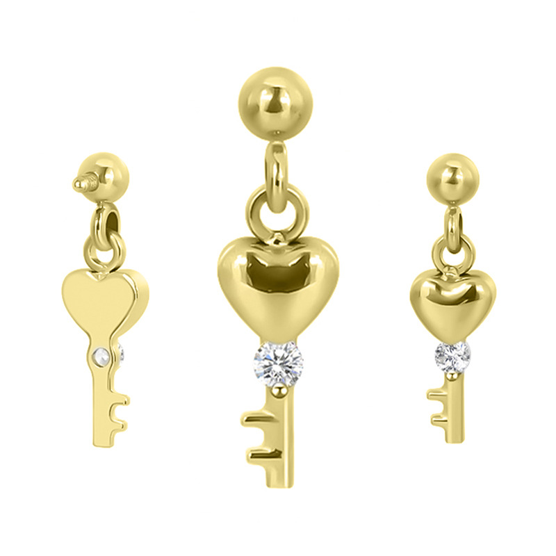 Accessoire interne Titane pvd gold 0.9 mm clé de coeur | iTC