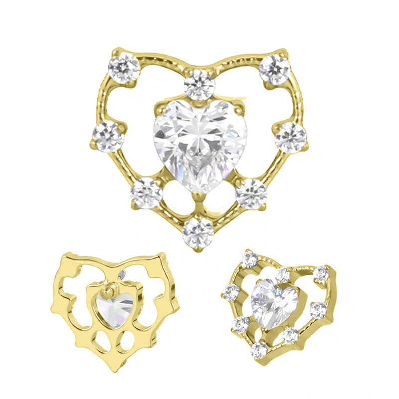 Accessoire interne pvd gold Titane 0.9 motif cœur sertissable facetté | Itc