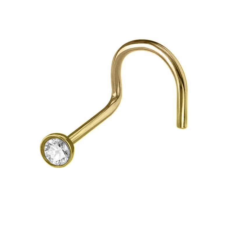 Stud Nez Titane PVD Gold Stérile avec Cristal Blanc | Itc