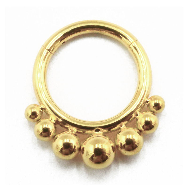 Anneau Charnière Titane PVD Gold Stérile motif Tribal Asia Bille | Itc