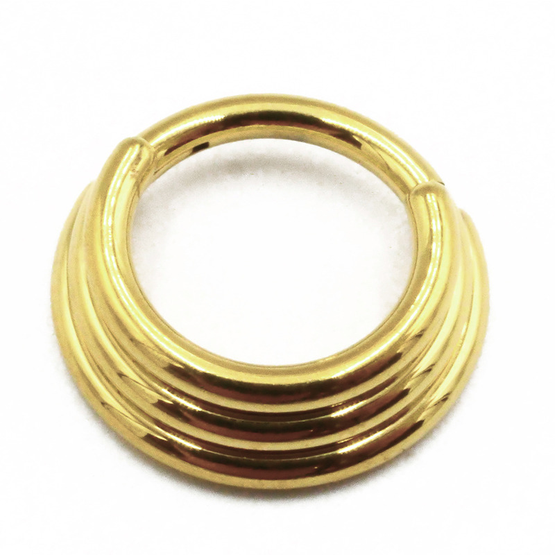 Anneau Charnière Titane PVD Gold Stérile motif Jalonné | Itc