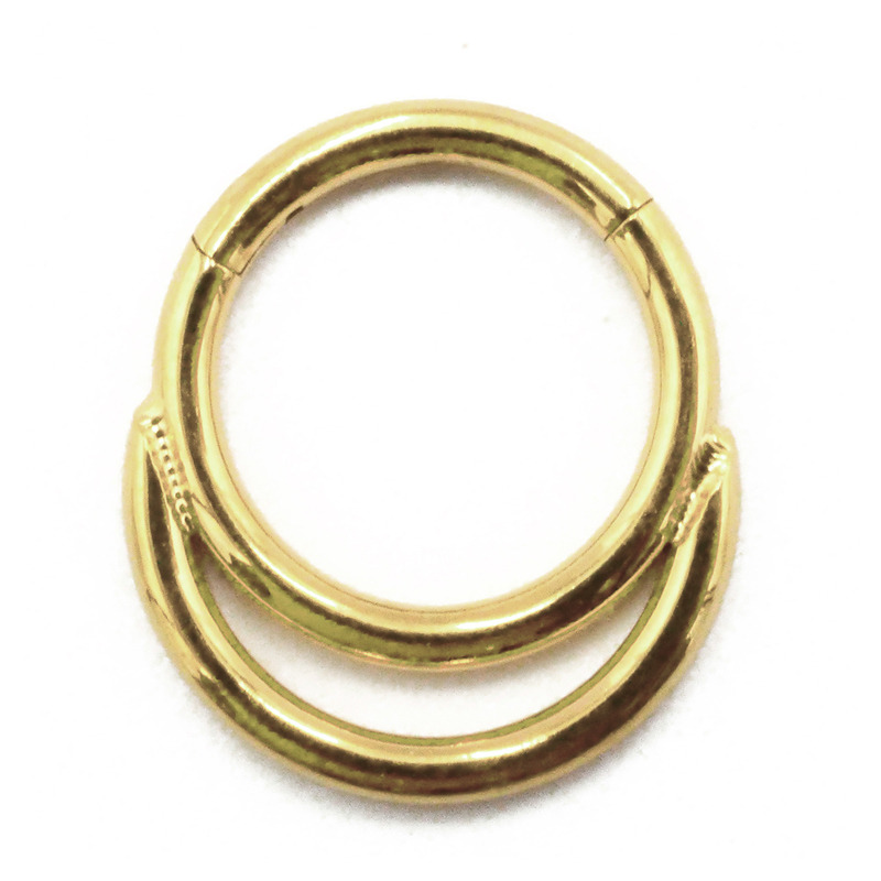 Anneau Charnière Titane PVD Gold Stérile motif Lune | Itc