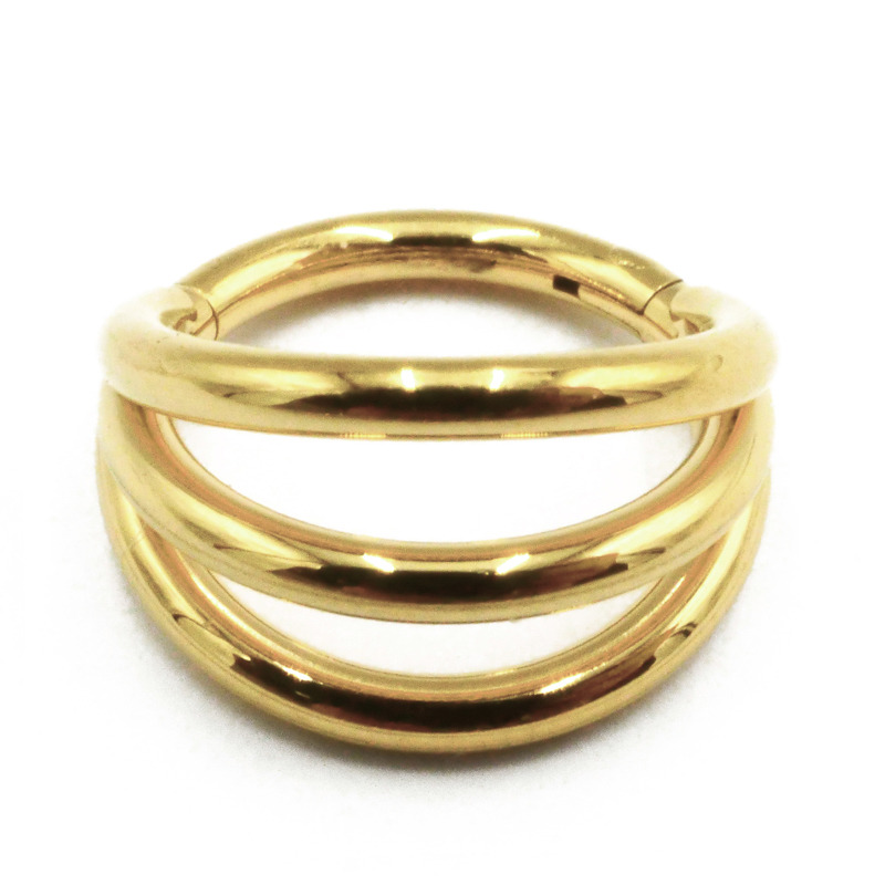 Anneau Charnière Titane PVD Gold Stérile motif Triple | Itc