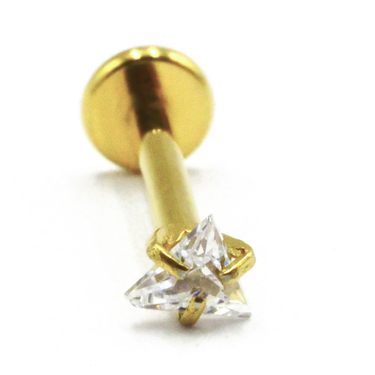 Labret Titane PVD Gold Filetage Interne Stérile motif Griffé Triangle | Itc