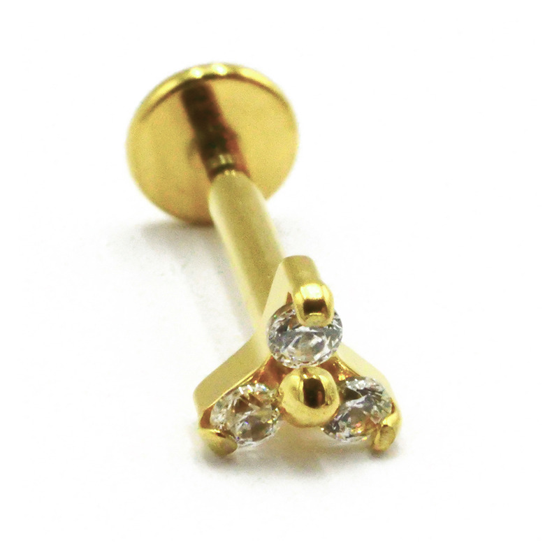 Labret Titane PVD Gold Interne Stérile motif Strass Trinité | Itc