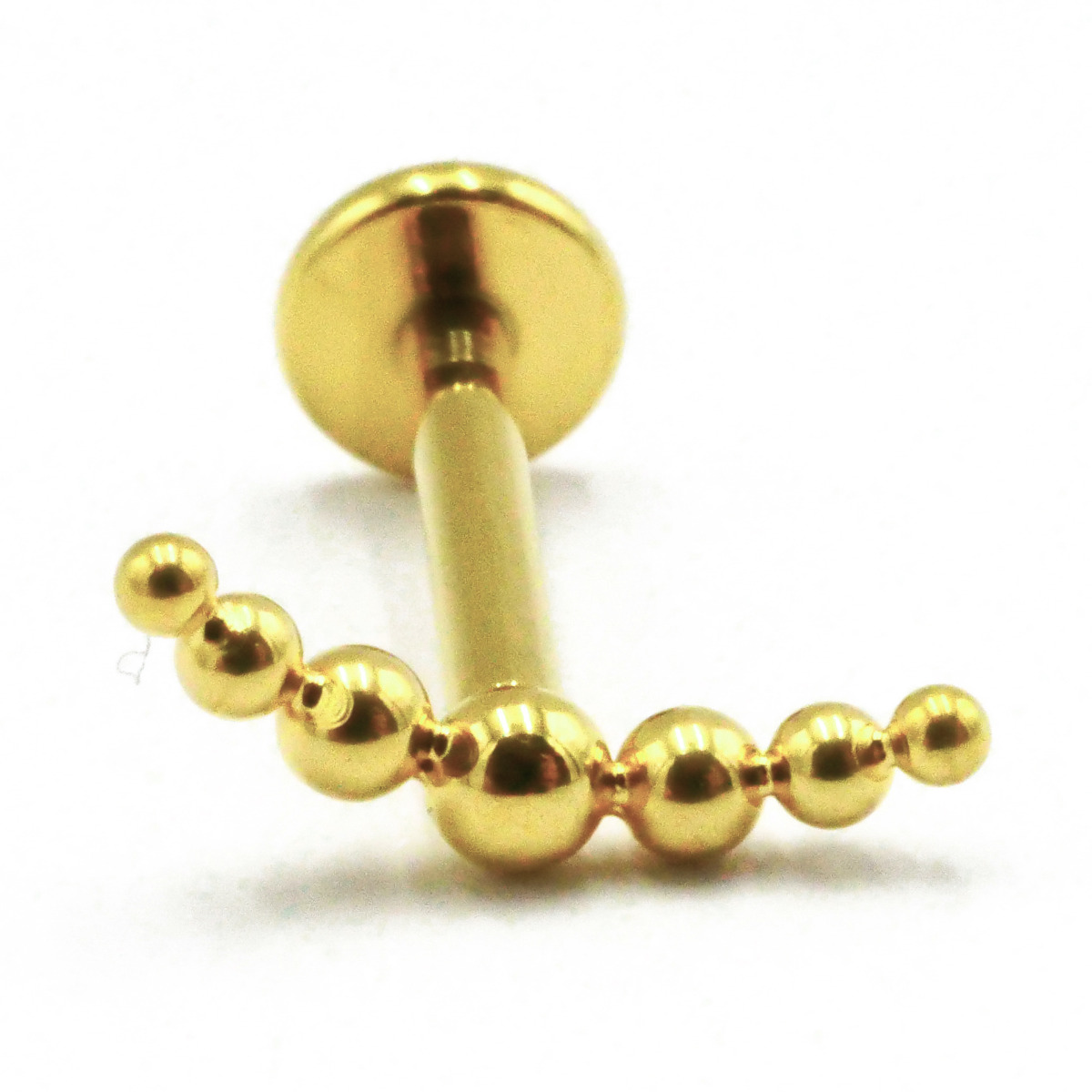 Labret Titane PVD Gold Filetage Interne Stérile motif Griffé Arc de Billes | Itc