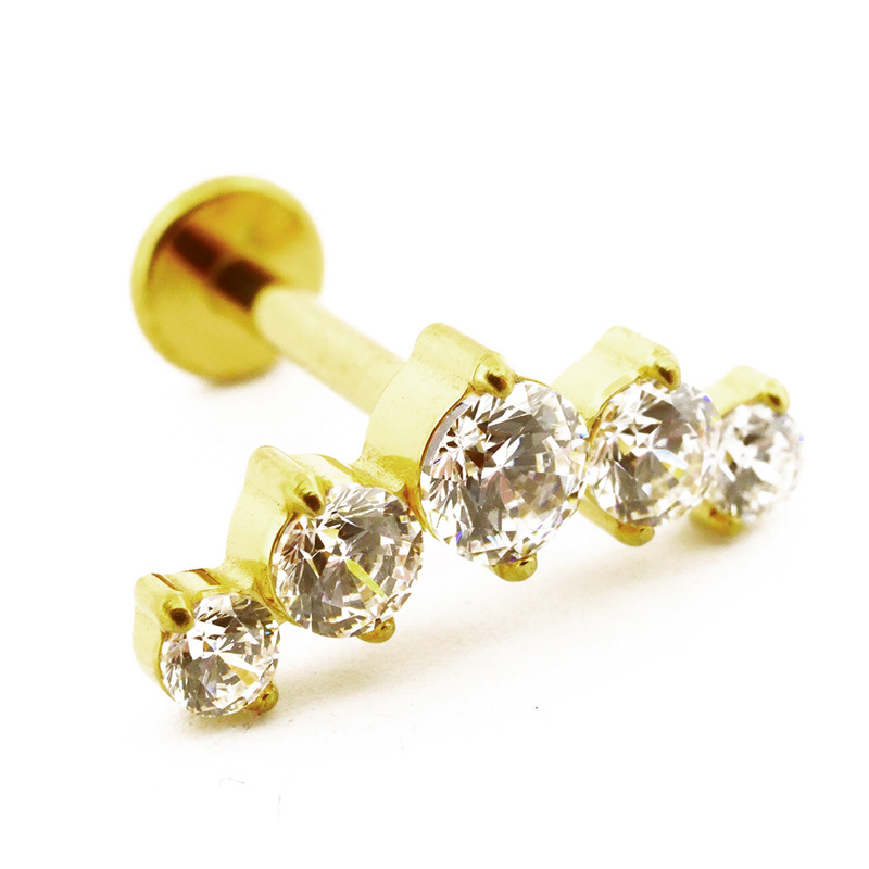 Labret Titane PVD Gold Interne Stérile motif Arc de Strass | Itc
