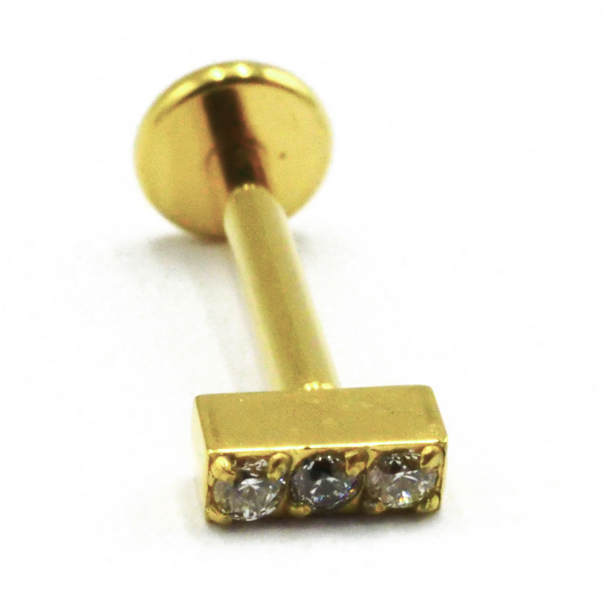 Labret Titane PVD Gold Interne Stérile motif Barre 3 Strass | Itc