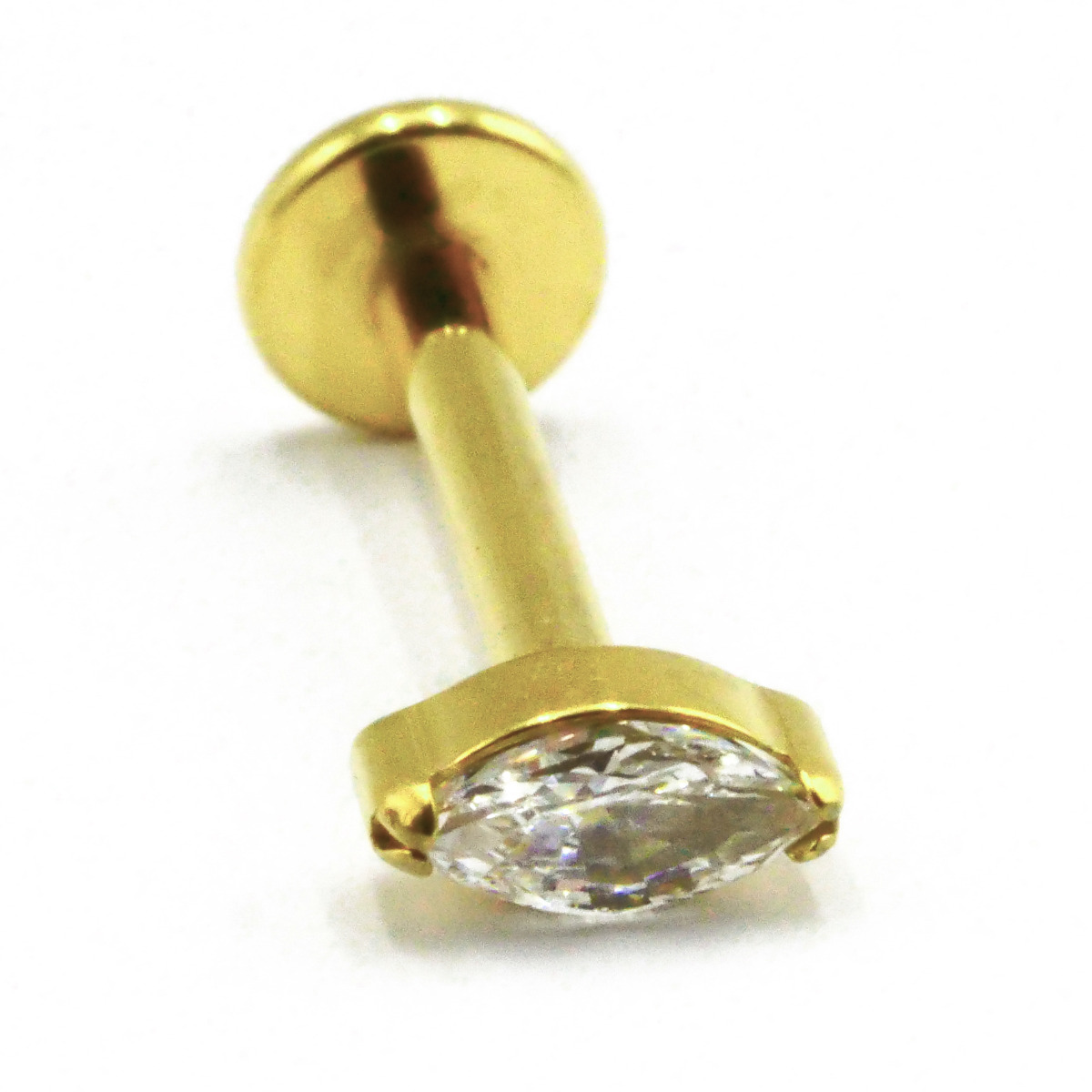 Labret Titane PVD Gold Interne Stérile Oval à Strass blanc | Itc