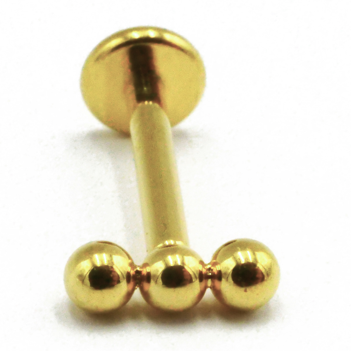 Labret Titane PVD Gold Interne Stérile motif 3 Billes Droites | Itc