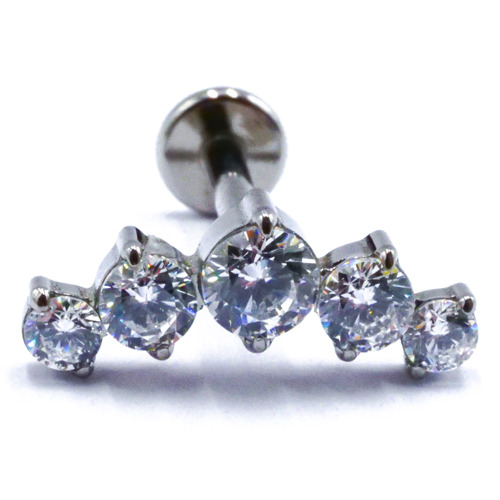 Labret Titane Interne Stérile motif Arc de 5 Strass | Itc