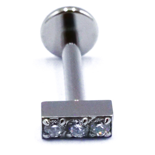 Labret Titane Interne Stérile motif Barre 3 Strass | Itc