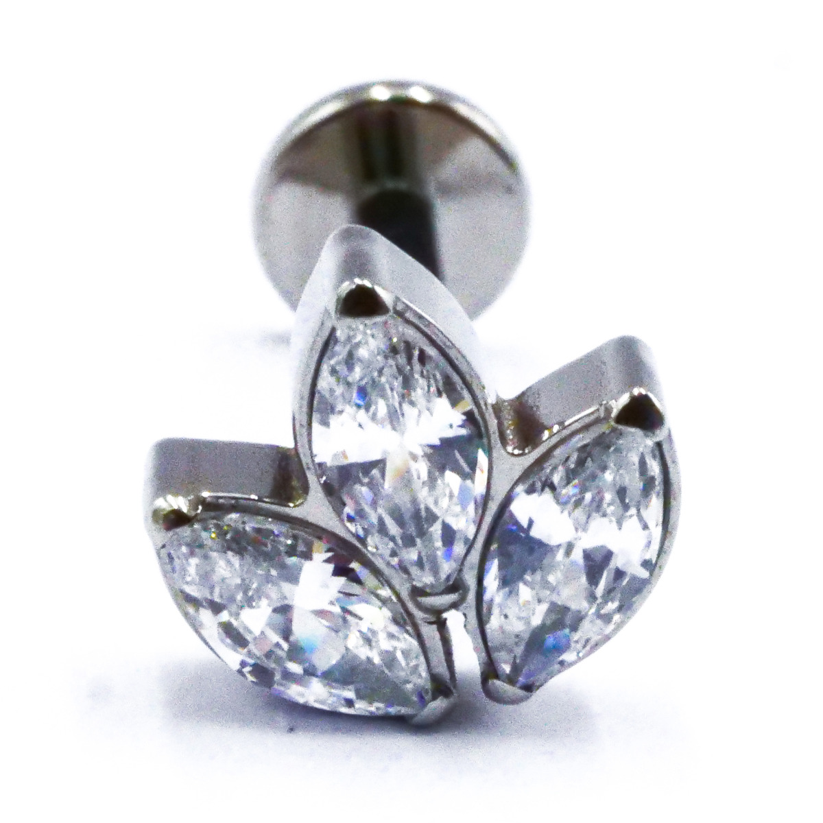 Labret Titane Interne Stérile motif Marquise 3 Strass | Itc