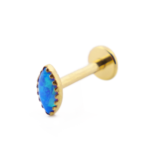 Labret Titane PVD Gold Interne Stérile motif Opale Synthétique | Itc