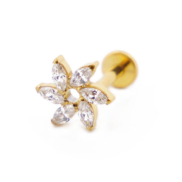 Labret Titane PVD Gold Interne Stérile motif Moulin à Strass | Itc