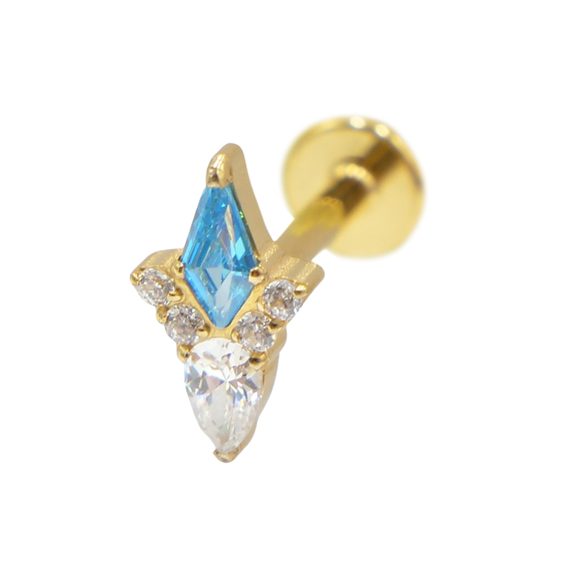 Labret Titane PVD Gold Interne Stérile motif losange | Itc