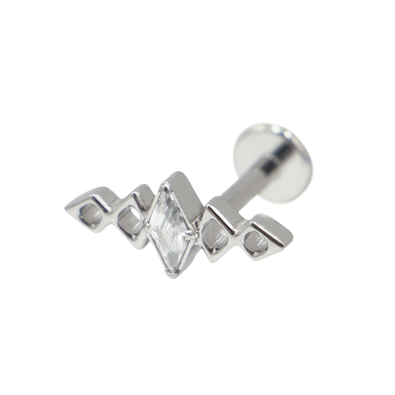 Labret Titane Interne Stérile motif 5 losanges strass BL| Itc