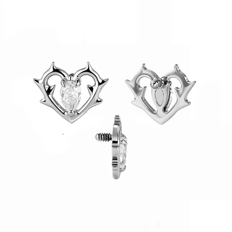 Accessoires Titane ASTM F136 interne cœur couronné strass blanc | iTC