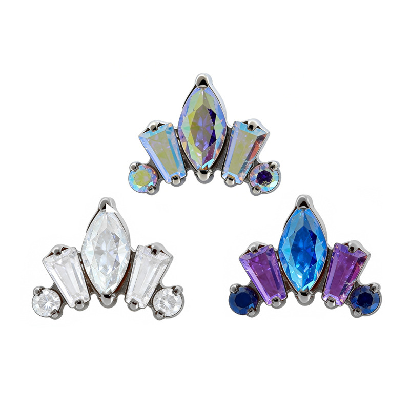 Accessoire interne Titane ASTM F136 0.9 mm motif diadème strass | iTC