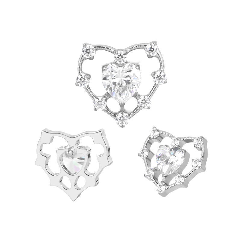 Accessoire interne Titane 0.9 motif cœur sertissable facetté | iTC