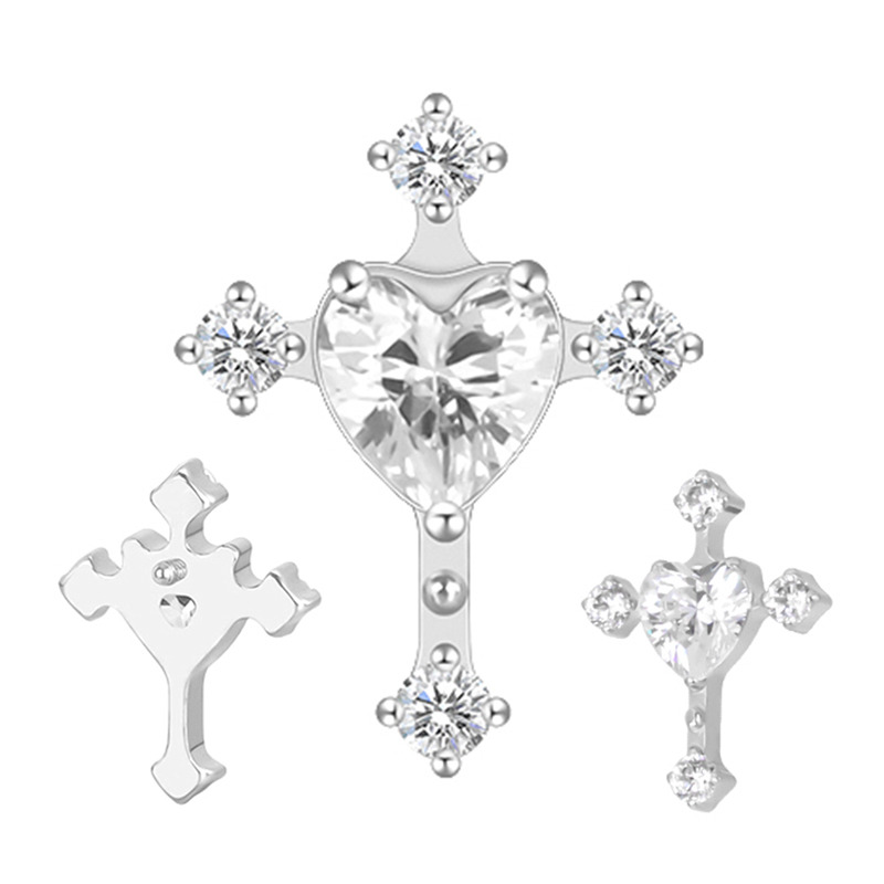 Accessoire interne Titane 0.9 motif croix ornée strass blanc | iTC