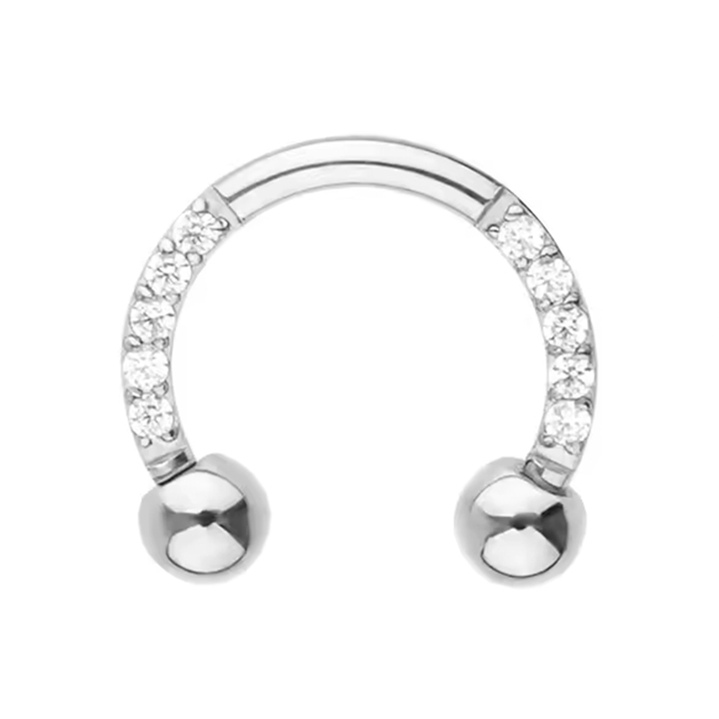 Fer à cheval Titane ASTM F136 1.2mm multi strass blanc | iTC