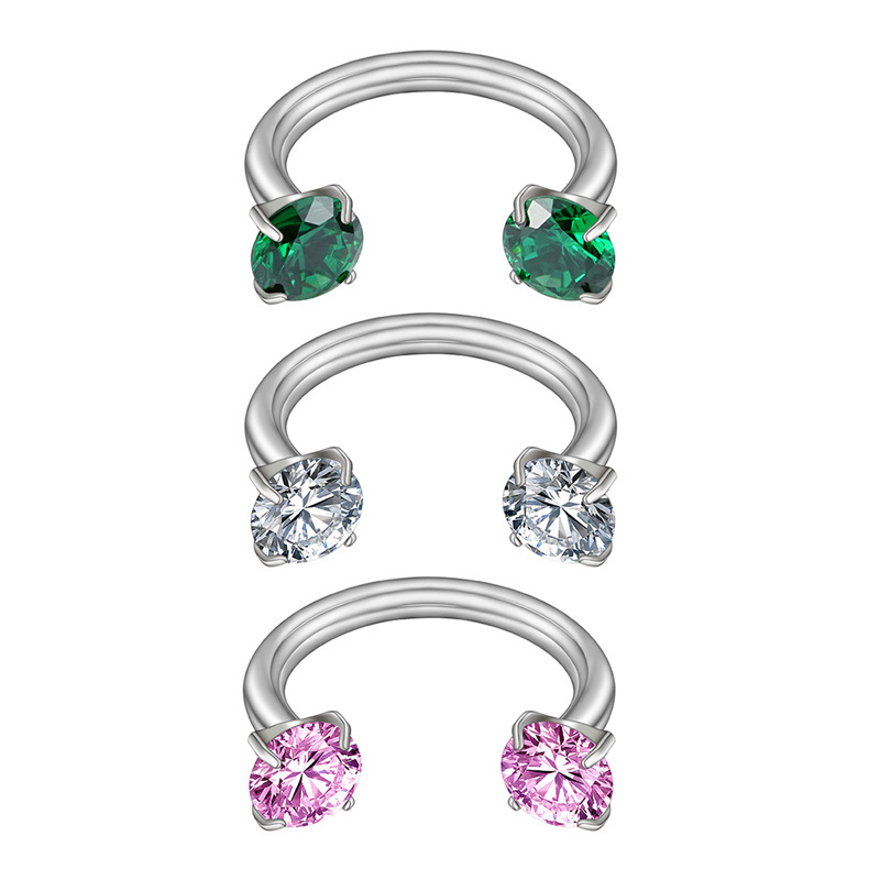 Fer à cheval titane ASTM F136 interne 1.2mm strass carré | iTC